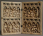 Diptych with Scenes from the Life of Christ, Ivory with traces of polychromy and metal mounts, French