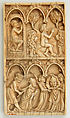 Panel with Scenes featuring Unknown Saints, Elephant ivory, European (Medieval style)
