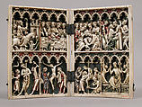 Diptych with Scenes from the Passion, Elephant ivory with paint and metal mounts, French