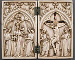 Diptych with Virgin and Child and Crucifixion, Elephant ivory with metal mounts, French