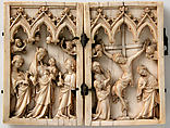 Diptych with the Glorification of the Virgin and the Crucifixion, Elephant ivory with metal mounts, German
