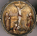 Rosary Bead with the Crucifixion and Resurrection, Elephant ivory, polychromy, silver-gilt mount, Spanish