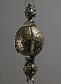 Pomander Bead from a Rosary or Devotional Pendant, Silver gilt, textile and silver thread tassel, French