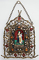 Portable Shrine, Silver, partial gilt, gold, Ronde Bosse enamels, pearls, glass cabachons, French