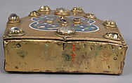 Portable Reliquary, Champlevé enamel, copper-gilt, glass and/or crystal cabochons, European
