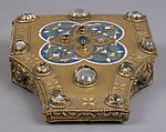 Portable Reliquary, Champlevé enamel, copper-gilt, glass and/or crystal cabochons, European