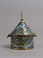 Pyx, Champlevé enamel, copper-gilt, French