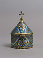 Pyx, Champlevé enamel, copper-gilt, French