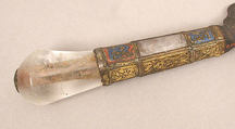 Knife, Steel blade, crystal handle, copper-gilt mountings, French or Spanish