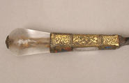 Knife, Steel blade, crystal handle, copper-gilt mountings, French or Spanish