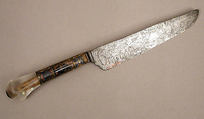 Knife, Steel blade, crystal handle, copper-gilt mountings, French or Spanish