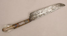 Knife, Steel blade, crystal handle, copper-gilt mountings, French or Spanish