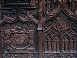 Chest with Coats of Arms, Oak, iron mounts;  top and base restored, French