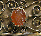 Part of a Reliquary, Copper-gilt, enamel, ivory, cabochons, cameos, French