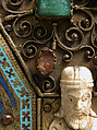 Part of a Reliquary, Copper-gilt, enamel, ivory, cabochons, cameos, French