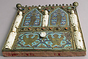 Part of a Reliquary, Copper-gilt, enamel, ivory, cabochons, cameos, French