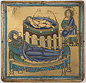 Plaque with the Nativity, Champlevé enamel, copper alloy, gilt, South Netherlandish