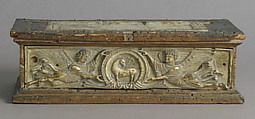 Portable Altar and Two Side Panels, Elephant ivory, shell gold, wood box, stone inset on lid, European