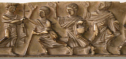 Portable Altar and Two Side Panels, Elephant ivory, shell gold, wood box, stone inset on lid, European