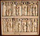 Cabinet frontal with panels from two Embriachi caskets, Baldassare degli Embriachi (Italian, active 1390–1409) (Workshop), Bone and Certosina (inlays of stained woods, bone and horn) with traces of gilding, Italian