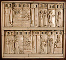 Cabinet frontal with panels from two Embriachi caskets, Baldassare degli Embriachi (Italian, active 1390–1409) (Workshop), Bone and Certosina (inlays of stained woods, bone and horn) with traces of gilding, Italian