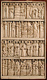 Cabinet frontal with panels from two Embriachi caskets, Baldassare degli Embriachi (Italian, active 1390–1409) (Workshop), Bone and Certosina (inlays of stained woods, bone and horn) with traces of gilding, Italian