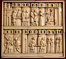 Cabinet frontal with panels from two Embriachi caskets, Baldassare degli Embriachi (Italian, active 1390–1409) (Workshop), Bone and Certosina (inlays of stained woods, bone and horn) with traces of gilding, Italian
