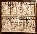 Cabinet frontal with panels from two Embriachi caskets, Baldassare degli Embriachi (Italian, active 1390–1409) (Workshop), Bone and Certosina (inlays of stained woods, bone and horn) with traces of gilding, Italian