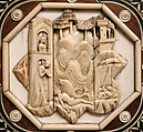 Cabinet frontal with panels from two Embriachi caskets, Baldassare degli Embriachi (Italian, active 1390–1409) (Workshop), Bone and Certosina (inlays of stained woods, bone and horn) with traces of gilding, Italian