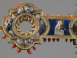 Reliquary Cross, Translucent enamel, silver, silver-gilt, coral, glass, rock-crystal, gold leaf, Italian