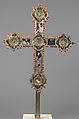Reliquary Cross, Translucent enamel, silver, silver-gilt, coral, glass, rock-crystal, gold leaf, Italian
