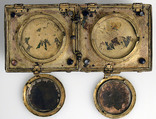 Casket, Copper-gilt, glass cabochons, French