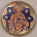 Medallion with Saint Peter, Champlevé enamel, gilded copper, Italian