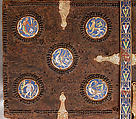 Coffret, Copper: engraved, stippled, and gilt; champlevé enamel: dark, medium, and light blue; green, yellow, red, and white; wood core with applied parchment, gesso; traces of red paint., French