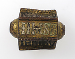 Bead, Hexagonal, Copper-gilt, enamel, Italian