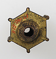 Bead, Hexagonal, Copper-gilt, enamel, Italian