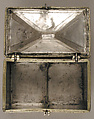 Reliquary Casket with Scenes from the Martyrdom of Saint Thomas Becket, Gilded silver with niello and a glass cabochon set over a tinted foil, British