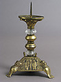 Pricket Candlestick, Copper-gilt, rock crystal, French