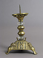 Pricket Candlestick, Copper-gilt, rock crystal, French