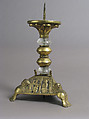 Pricket Candlestick, Copper-gilt, rock crystal, French