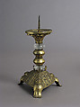Pricket Candlestick, Copper-gilt, rock crystal, French