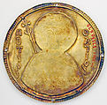 Medallion with Saint Peter from an Icon Frame, Gold, silver, and enamel worked in cloisonné, Byzantine