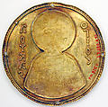 Medallion with Saint Luke from an Icon Frame, Gold, silver, and enamel worked in cloisonné, Byzantine