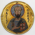 Medallion with Saint Paul from an Icon Frame, Gold, silver, and enamel worked in cloisonné, Byzantine