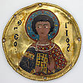 Medallion with Saint George from an Icon Frame, Gold, silver, and enamel worked in cloisonné, Byzantine