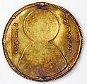 Medallion with Saint George from an Icon Frame, Gold, silver, and enamel worked in cloisonné, Byzantine