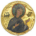 Medallion with the Virgin from an Icon Frame, Gold, silver, and enamel worked in cloisonné, Byzantine