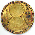 Medallion with Saint John the Evangelist from an Icon Frame, Gold, silver, and enamel worked in cloisonné, Byzantine