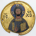 Medallion with Christ from an Icon Frame, Gold, silver, and enamel worked in cloisonné, Byzantine