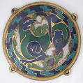Quadruped (one of five medallions from a coffret), Copper-gilt, champlevé enamel, French